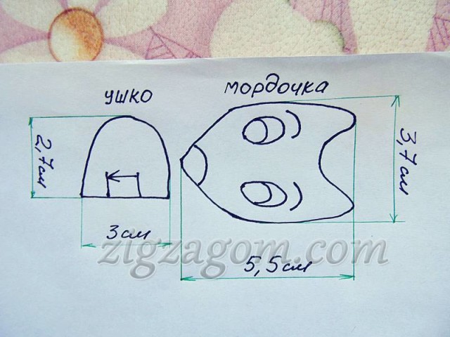 Выкройка мордочки мышки Выкройка мордочки мышки