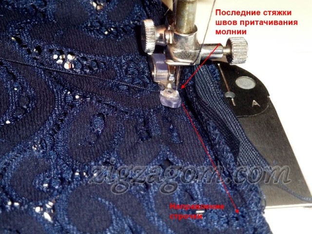 Стачиваем срезы деталей юбки ниже метки разреза Стачиваем срезы деталей юбки ниже метки разреза