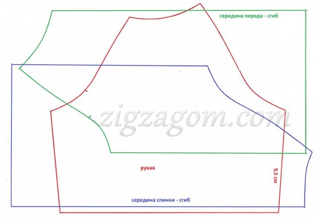 Выкройка лонгслива с рукавом реглан для девочки (мальчика) 2-2,5 года Выкройка лонгслива с рукавом реглан для девочки (мальчика) 2-2,5 года