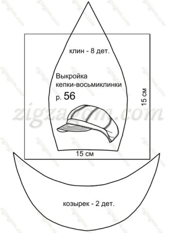 Выкройка кепки-восьмиклинки Выкройка кепки-восьмиклинки